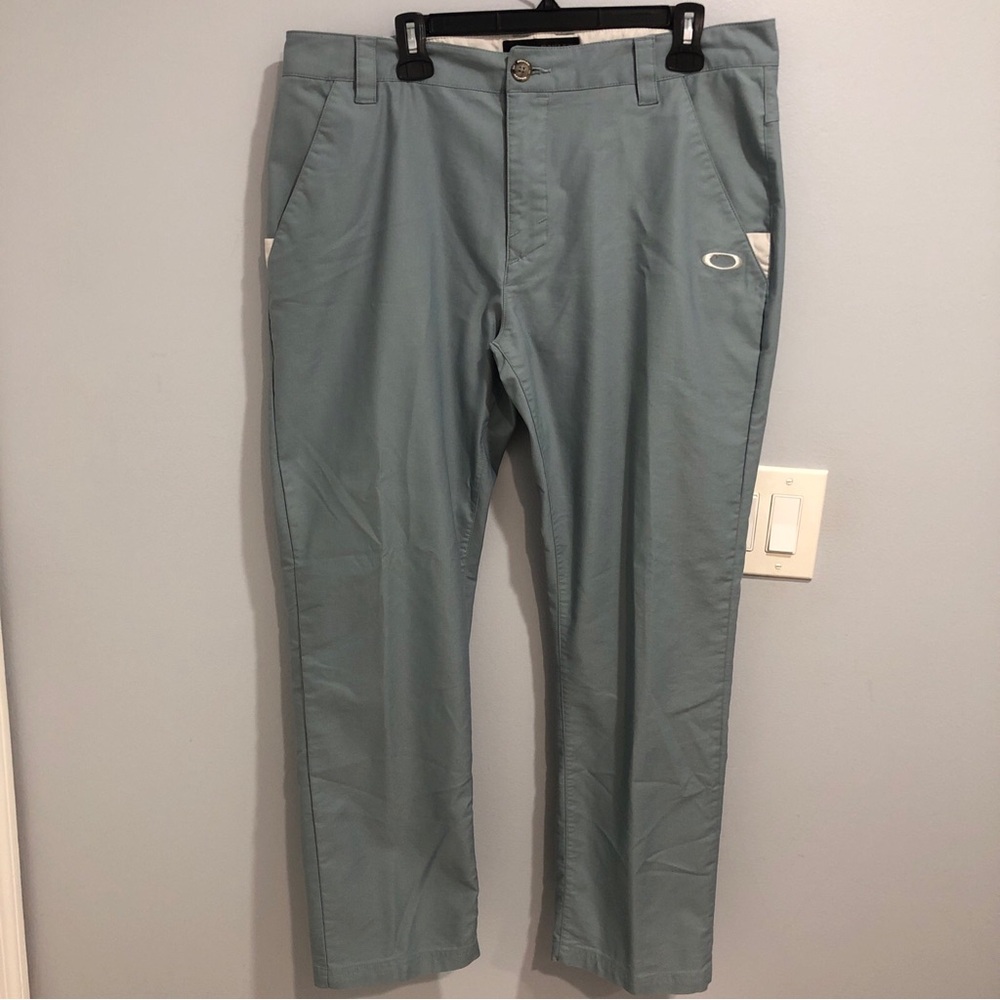 Oakley Golf Pants Mens 36x32 Light Blue Flat Front Chino Trousers
